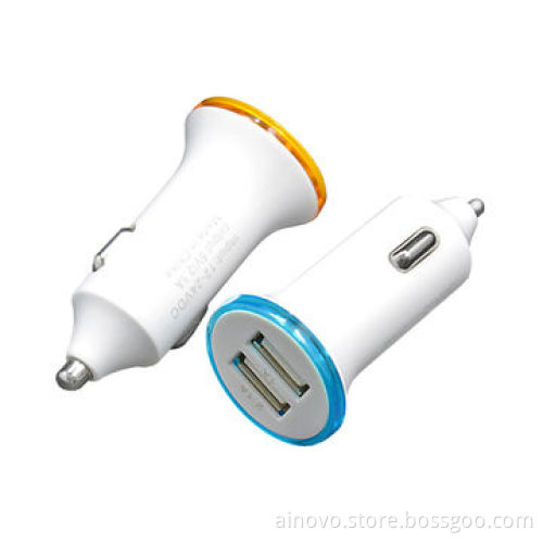 2-port USB car charger for iPhone, iPad, iPod, 5V 2.1A, small in size